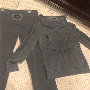 Distressed slate grey sweat suit